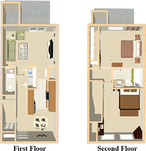 Two Bedroom / One and 1/2 Bath - Townhome - 1,100 Sq. Ft.*