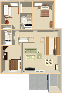 Three Bedroom / Two Bath - 1,200 Sq. Ft.*